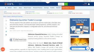 Edelweiss launches Trader's Lounge - IndiaInfoline
