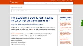 I've moved into a property that's supplied by EDF Energy. What do I ...