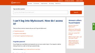 I can't log into MyAccount. How do I access it? - Meters & meter reading