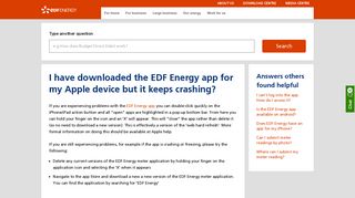 I have downloaded the EDF Energy app for my Apple device but it ...