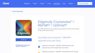 Edgenuity Courseware™ / MyPath® / UpSmart® - Clever application ...