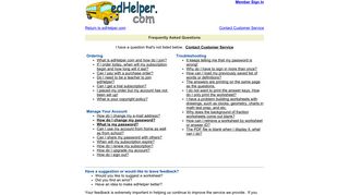 edHelper.com Customer Serivce FAQs