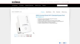 EDIMAX - Wi-Fi Range Extenders - N300 - N300 Universal Smart Wi ...