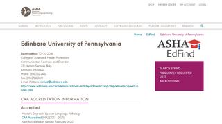 EdFind - Edinboro University of Pennsylvania - ASHA