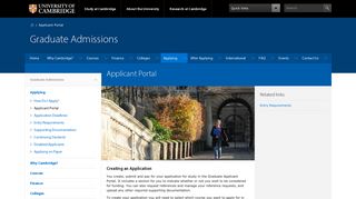 Applicant Portal - Graduate Admissions - University of Cambridge