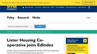 Lister Housing Co-operative joins EdIndex - The Scottish Federation of ...
