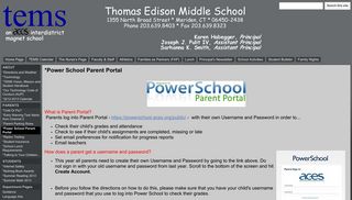 *Power School Parent Portal - Thomas Edison Middle School