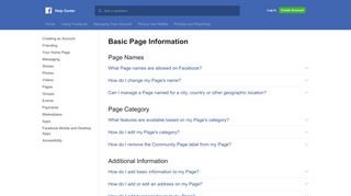 Basic Page Information | Facebook Help Center | Facebook