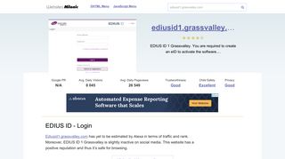 Ediusid1.grassvalley.com website. EDIUS ID - Login.