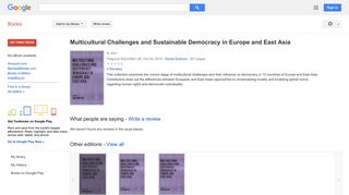 Multicultural Challenges and Sustainable Democracy in Europe and ... - Google Books Result