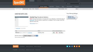OpenDNS Community > Domain Tagging > Details for webmail.edmc ...