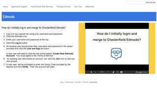 How do I initially login and merge to Chesterfield Edmodo? - EdTech ...