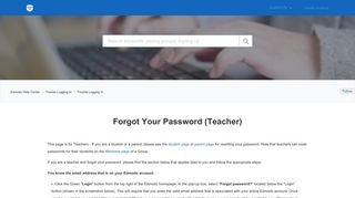 Forgot Your Password (Teacher) – Edmodo Help Center