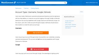 Account Types: Username, Google, Edmodo – NextLesson