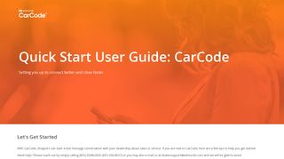 Quick Start User Guide: CarCode