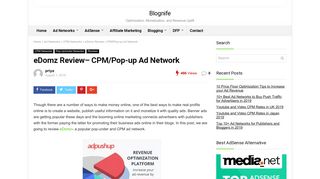 eDomz Review– CPM/Pop-up Ad Network - Blognife