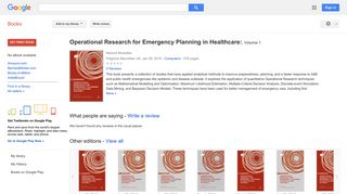 Operational Research for Emergency Planning in Healthcare: