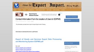 Contact Information Form for creation of User id- EDPMS