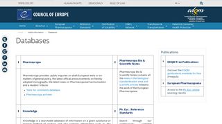 EDQM Databases - Pharmeuropa | EDQM - European Directorate for ...