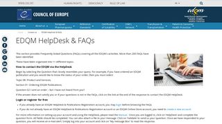 Frequently Asked Questions about the EDQM and Helpdesk List ...