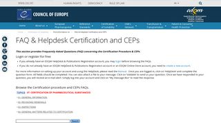 FAQ & Helpdesk Certification and CEPs | EDQM - European ...