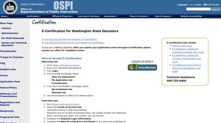 E-Certification for Washington State Educators - OSPI
