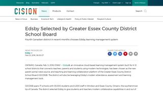 CNW | Edsby Selected by Greater Essex County District School Board