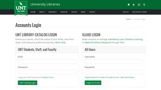 Accounts Login - University Libraries - UNT