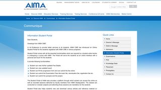 Information Student Portal - Aima.in