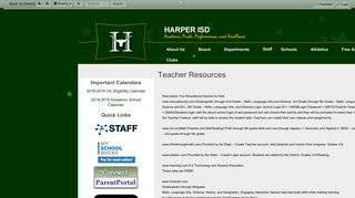 Teacher Resources • Page - Harper ISD