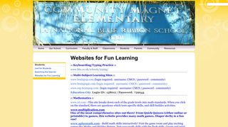 Community Magnet Charter ES: Websites for Fun Learning