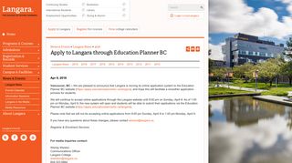 Apply to Langara through Education Planner BC