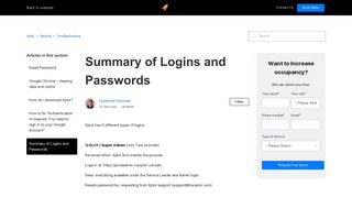 Summary of Logins and Passwords – Xplor