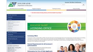 Educator Licensing - Colorado Department of Education