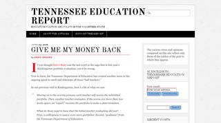 Tennessee Education Report | Give Me My Money Back