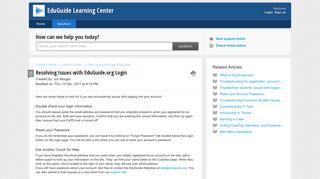Resolving Issues with EduGuide.org Login : EduGuide Learning Center