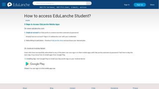 How to access EduLanche Student? | EduLanche