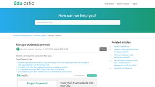 Manage student passwords – Edulastic Knowledge Base