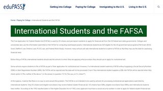 International Students and the FAFSA | eduPASS