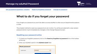 Resetting your password online - Department of Education and Training