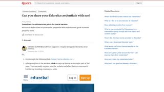 Can you share your Edureka credentials with me? - Quora