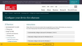 Configure your computer or device for eduroam - UWE Bristol: IT ...