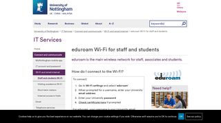eduroam Wi-Fi for staff and students - The University of Nottingham