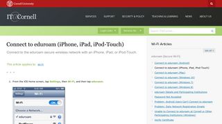 Connect to eduroam (iPhone, iPad, iPod-Touch) | <span class=