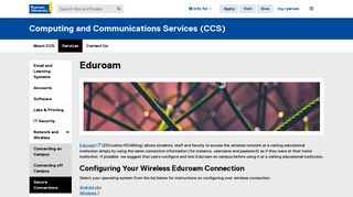 Eduroam - Computing and Communications Services - Ryerson ...