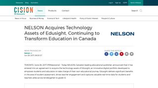 NELSON Acquires Technology Assets of Edusight, Continuing to ...