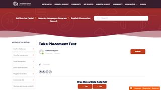 Take Placement Test – Self Service Portal