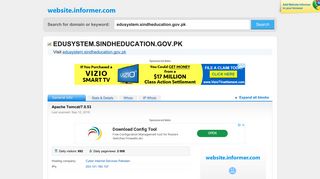 edusystem.sindheducation.gov.pk at WI. Apache Tomcat/7.0.53