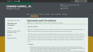Operation and Circulation - Edward Harris, Jr. Middle School