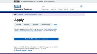 Apply - NHS Leadership Academy